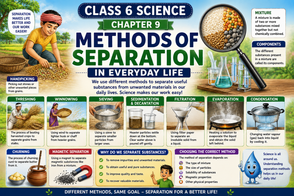 Methods of Separation in Everyday Life Class 6 Notes