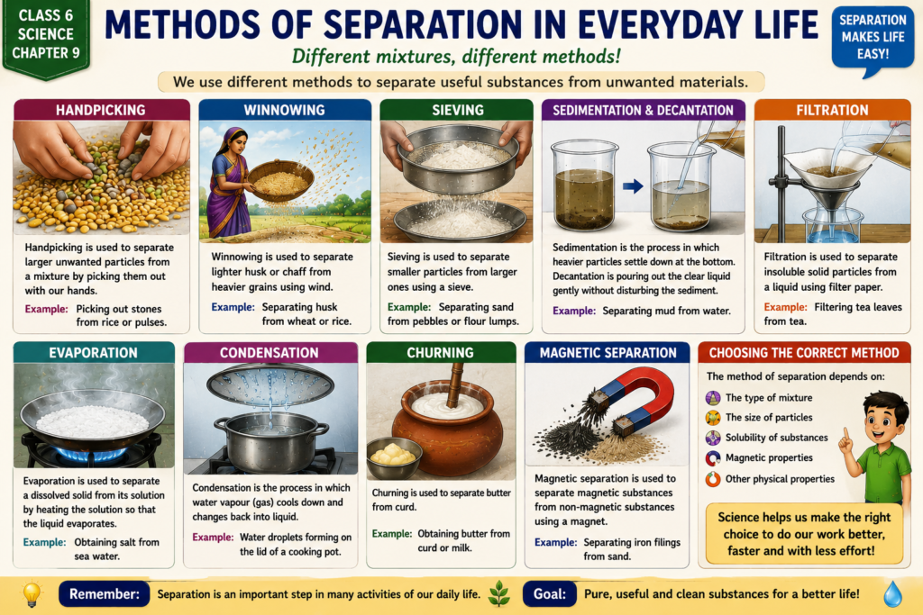 chapter 9 -Methods of Separation in Everyday Life class 6 notes