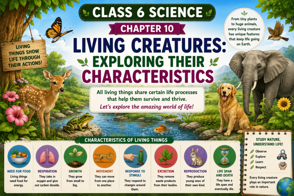 Living Creatures: Exploring Their Characteristics Class 6 Notes