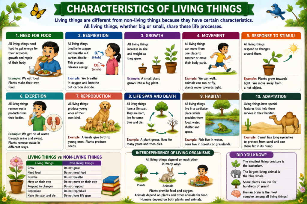 Living Creatures: Exploring Their Characteristics Class 6 Notes